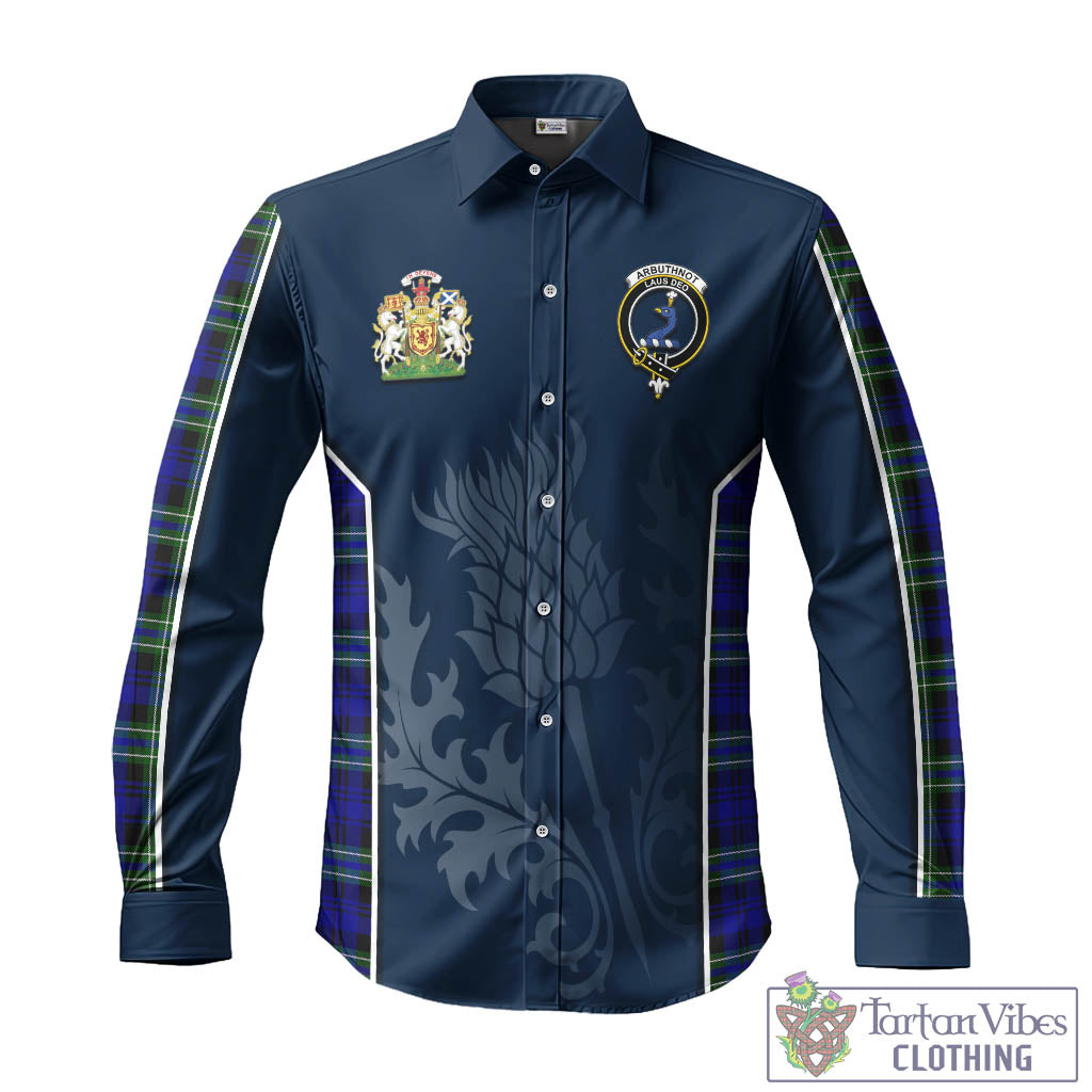 Tartan Vibes Clothing Arbuthnot Modern Tartan Long Sleeve Button Up Shirt with Family Crest and Scottish Thistle Vibes Sport Style