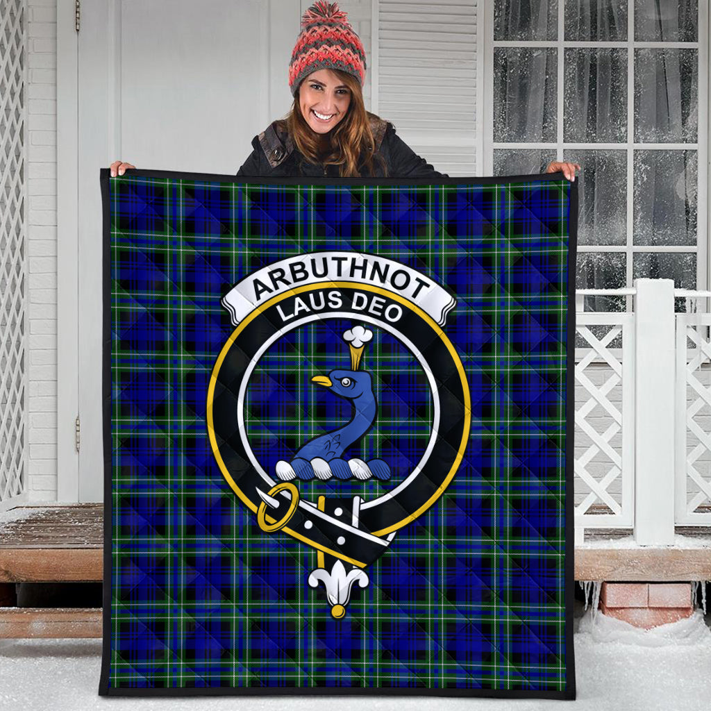 Arbuthnot Modern Tartan Quilt with Family Crest - Tartanvibesclothing