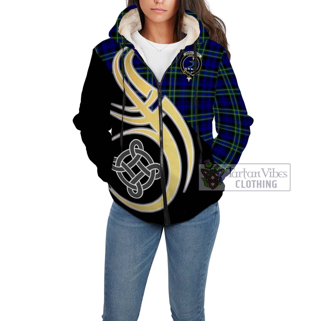 Arbuthnot Modern Tartan Sherpa Hoodie with Family Crest and Celtic Symbol Style Unisex - Tartan Vibes Clothing