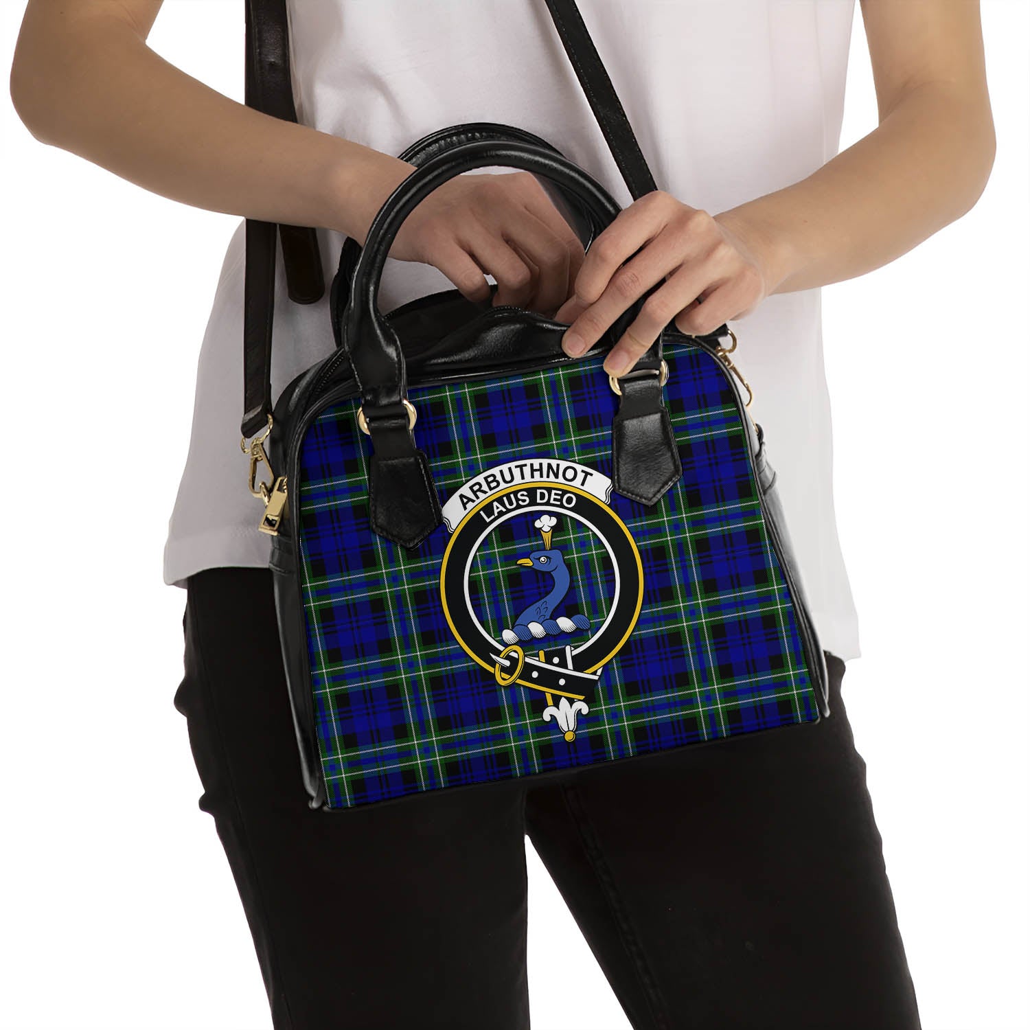 Arbuthnot Modern Tartan Shoulder Handbags with Family Crest - Tartanvibesclothing