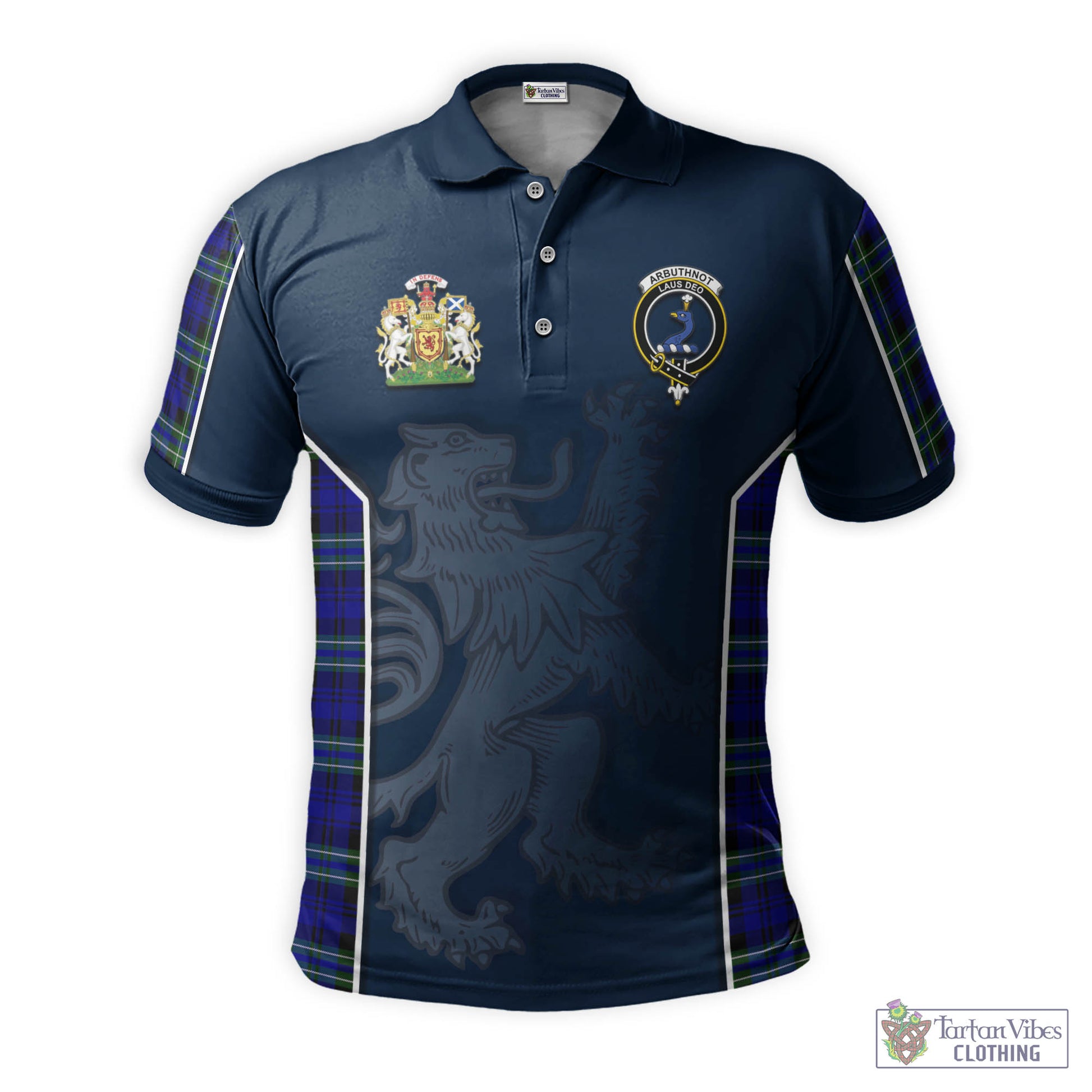 Tartan Vibes Clothing Arbuthnot Modern Tartan Men's Polo Shirt with Family Crest and Lion Rampant Vibes Sport Style