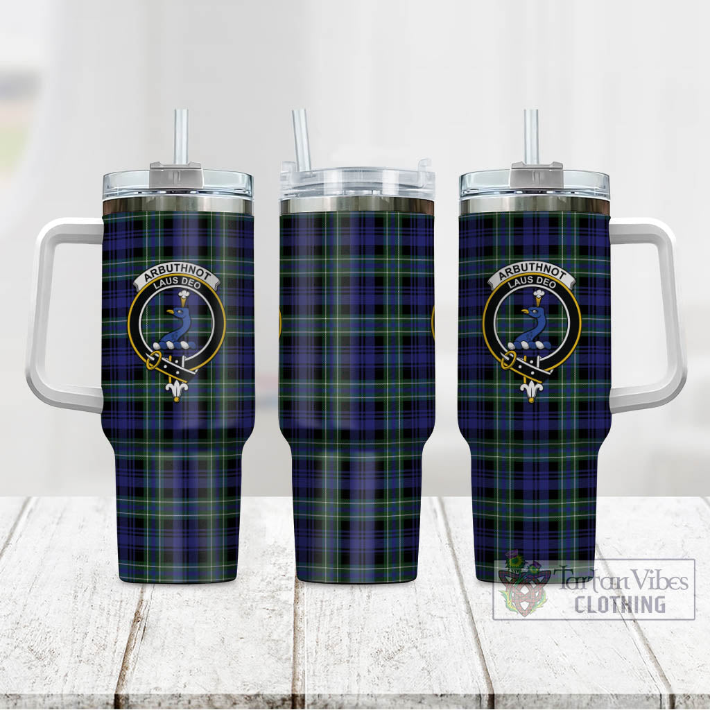 Tartan Vibes Clothing Arbuthnot Modern Tartan and Family Crest Tumbler with Handle