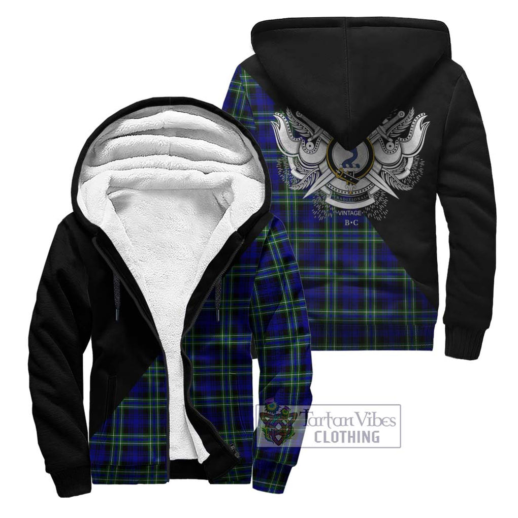 Arbuthnot Modern Tartan Sherpa Hoodie with Family Crest and Military Logo Style Unisex - Tartanvibesclothing Shop