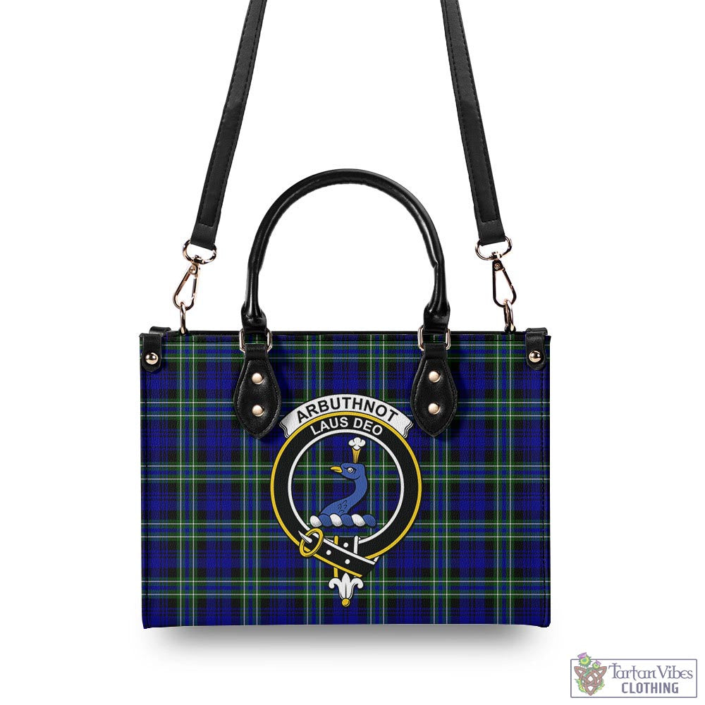 Tartan Vibes Clothing Arbuthnot Modern Tartan Luxury Leather Handbags with Family Crest