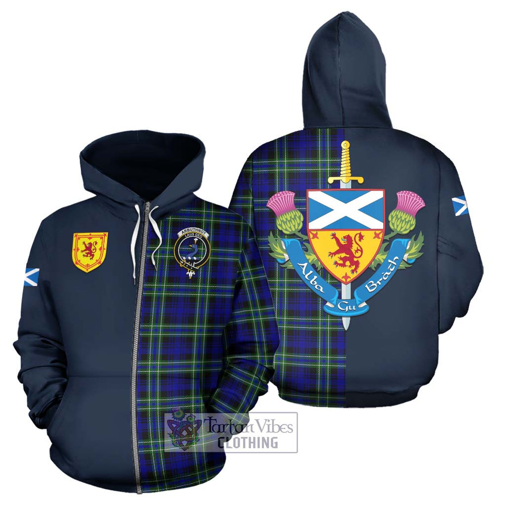 Tartan Vibes Clothing Arbuthnot Modern Tartan Hoodie with Scottish Lion Royal Arm Half Style