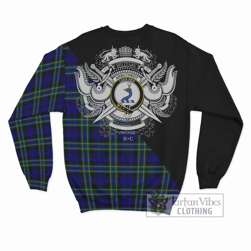 Arbuthnot Modern Tartan Sweatshirt with Family Crest and Military Logo Style - Tartanvibesclothing Shop