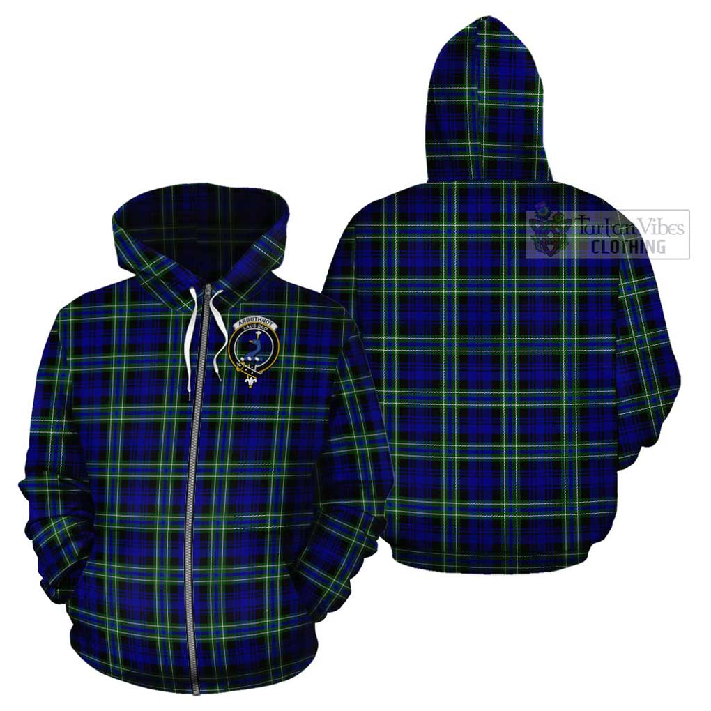 Arbuthnot Modern Tartan Cotton Hoodie with Family Crest Zip Hoodie - Tartan Vibes Clothing