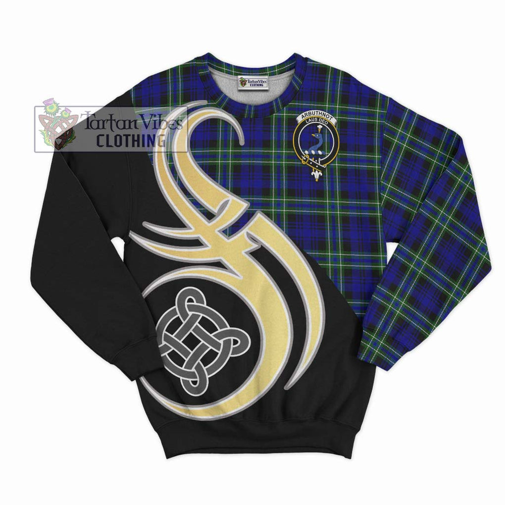 Arbuthnot Modern Tartan Sweatshirt with Family Crest and Celtic Symbol Style - Tartan Vibes Clothing