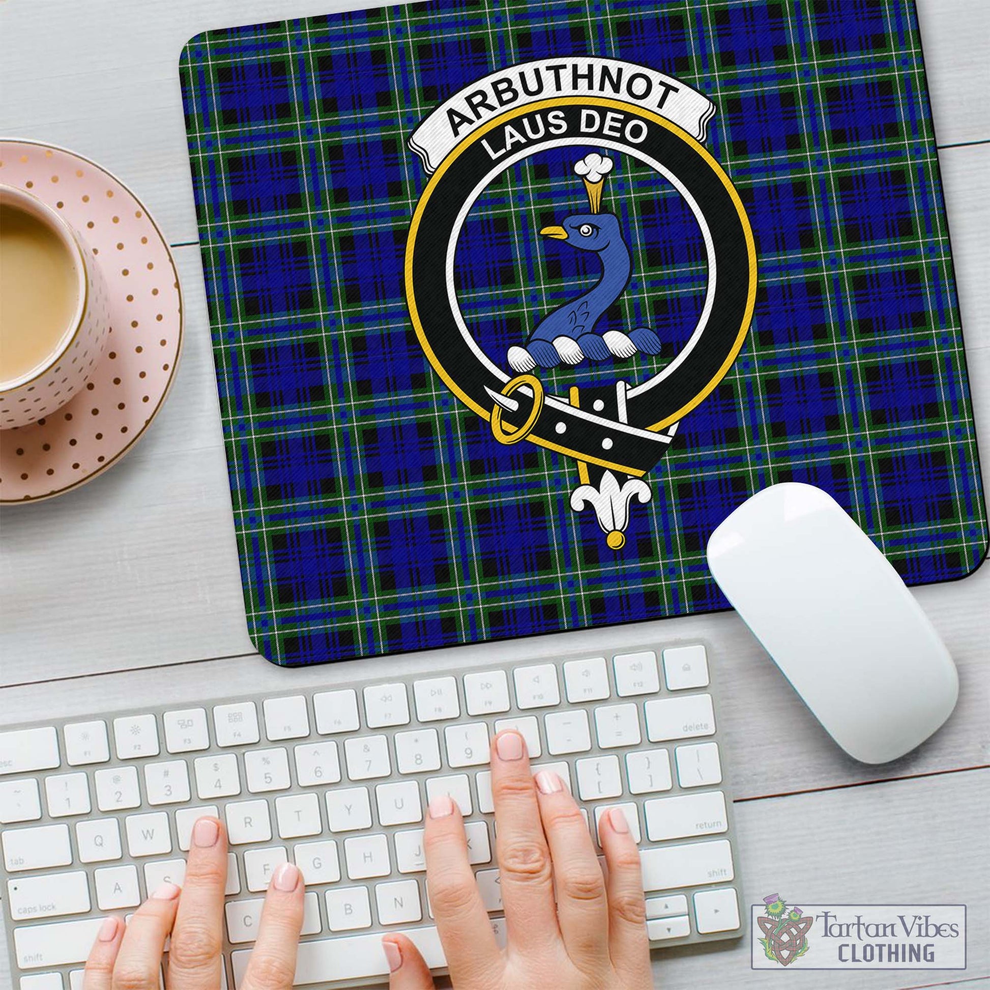 Tartan Vibes Clothing Arbuthnot Modern Tartan Mouse Pad with Family Crest