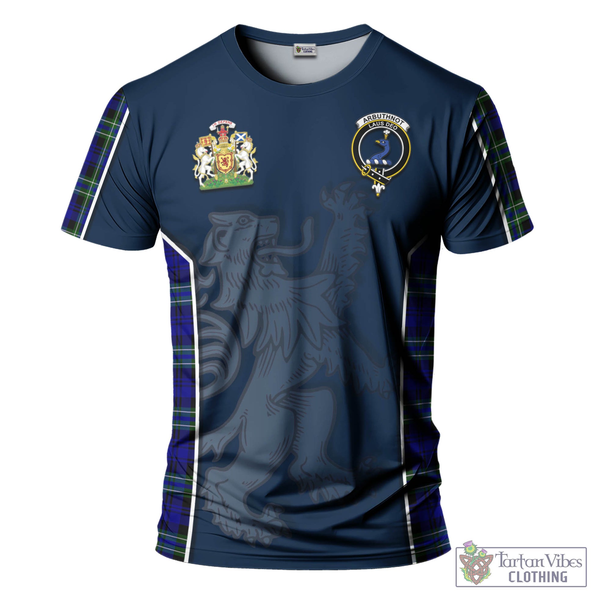 Tartan Vibes Clothing Arbuthnot Modern Tartan T-Shirt with Family Crest and Lion Rampant Vibes Sport Style