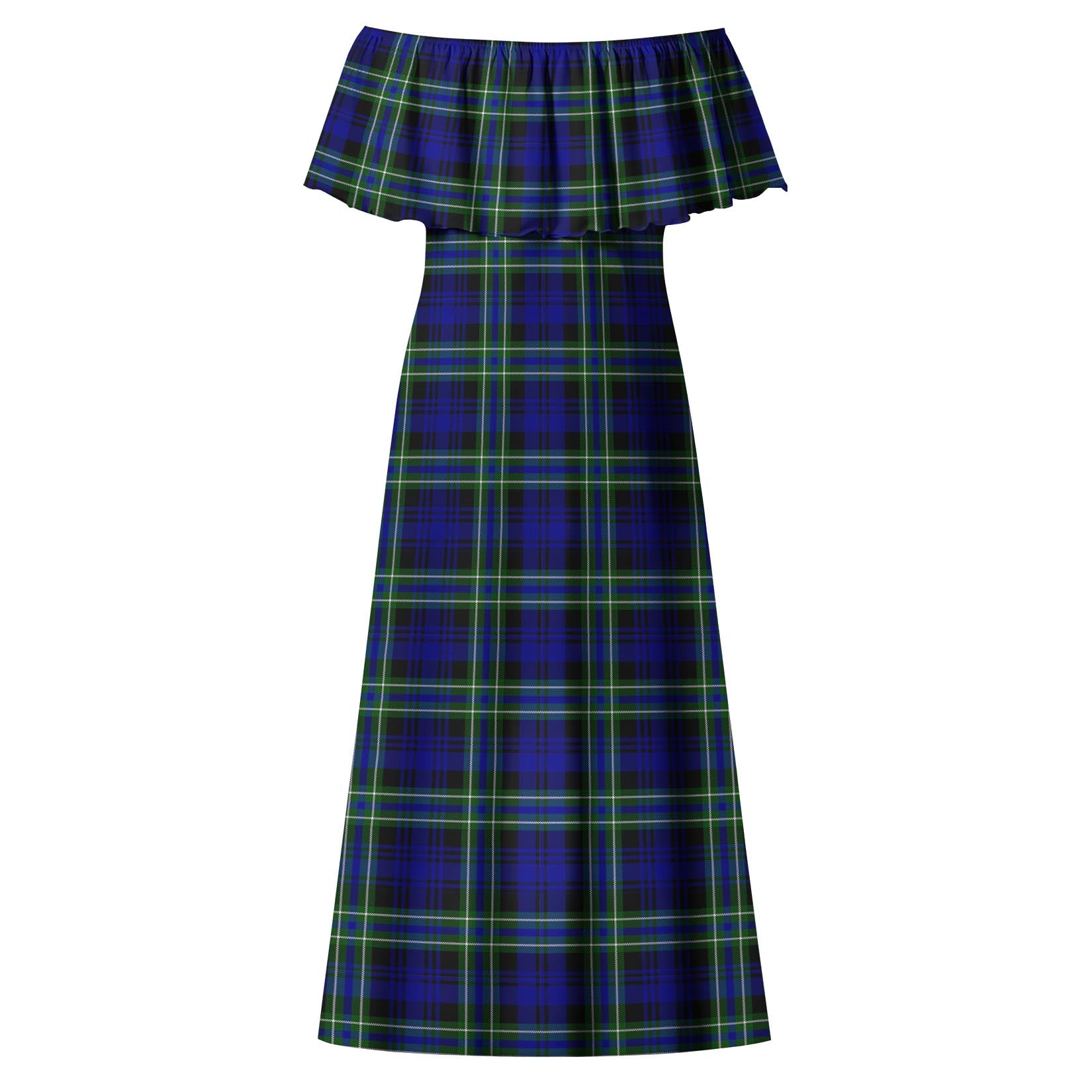 Arbuthnot Modern Tartan Off Shoulder Long Dress - Tartanvibesclothing