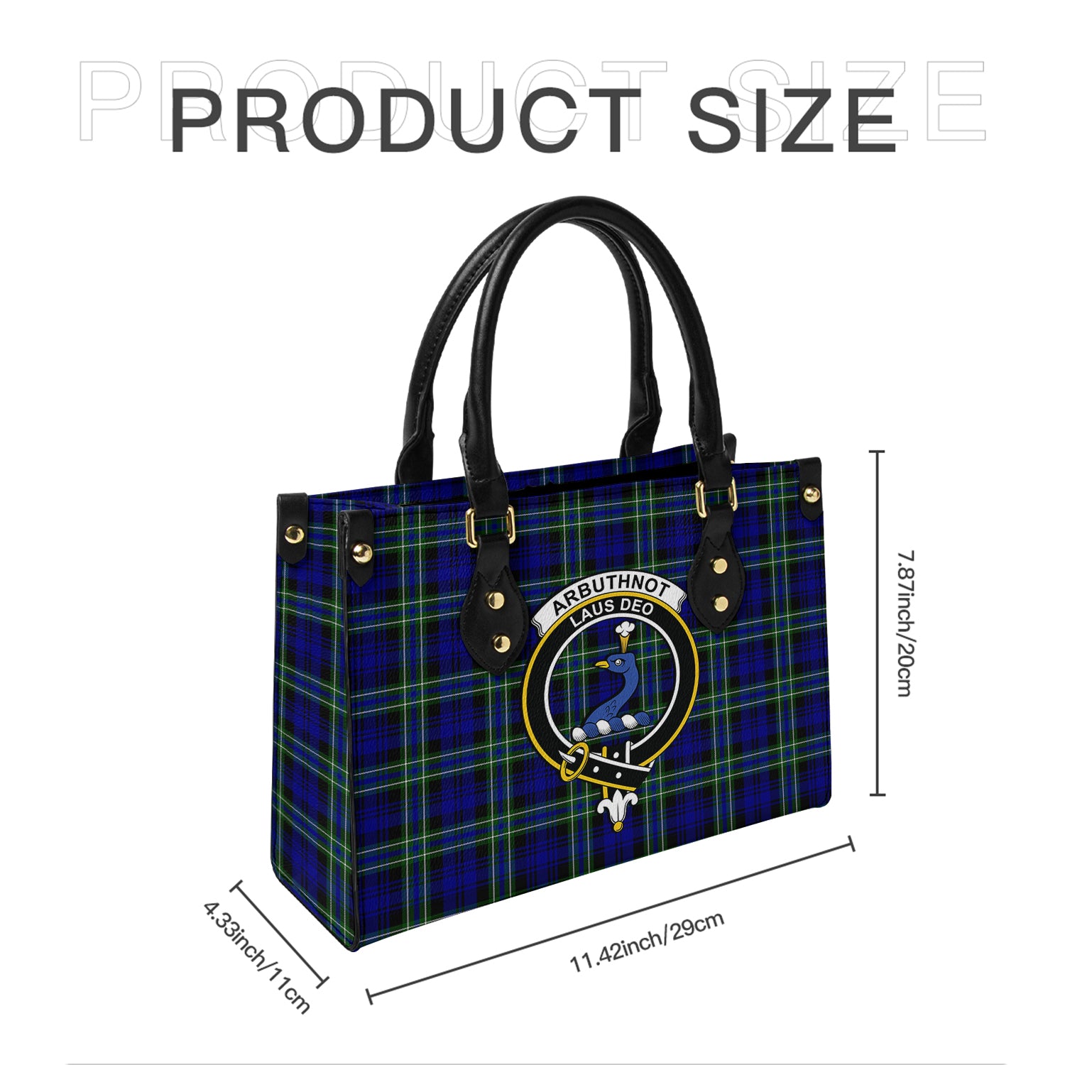 Arbuthnot Modern Tartan Leather Bag with Family Crest - Tartanvibesclothing