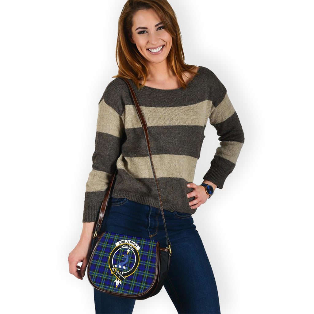 Arbuthnot Modern Tartan Saddle Bag with Family Crest - Tartan Vibes Clothing