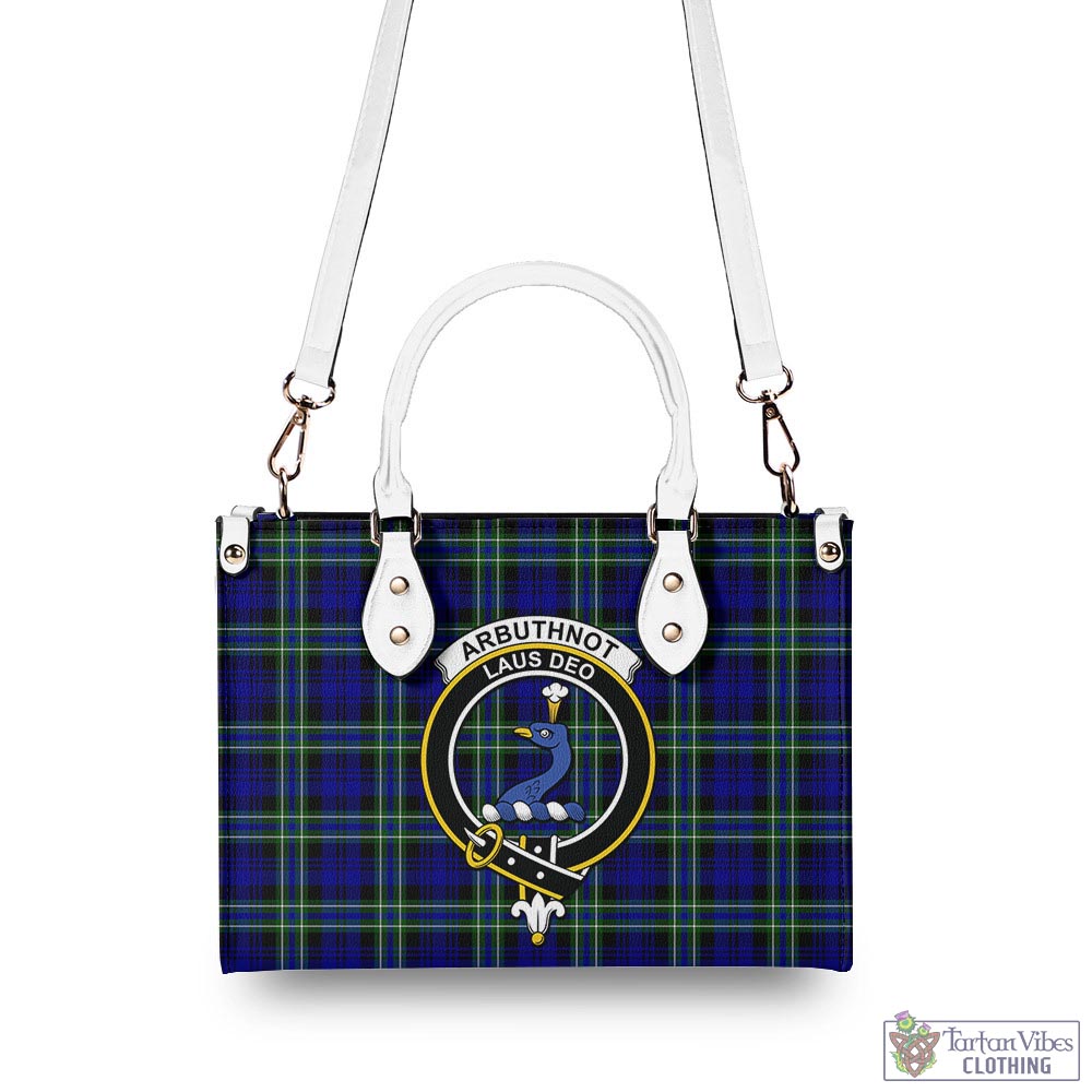 Tartan Vibes Clothing Arbuthnot Modern Tartan Luxury Leather Handbags with Family Crest