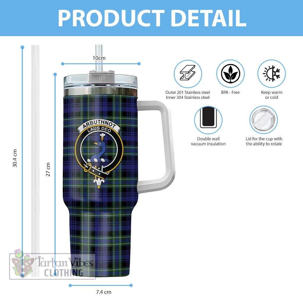 Tartan Vibes Clothing Arbuthnot Modern Tartan and Family Crest Tumbler with Handle