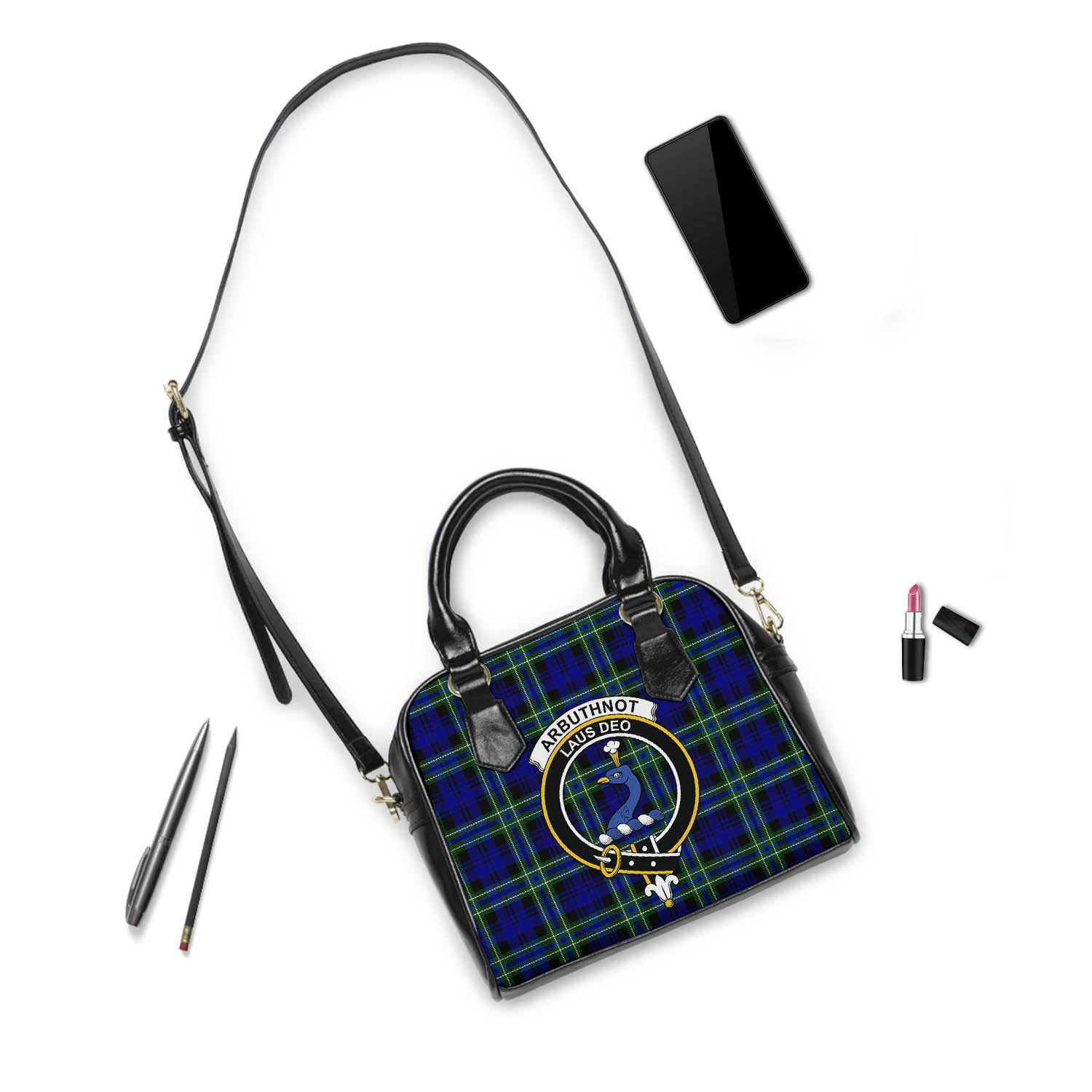 Arbuthnot Modern Tartan Shoulder Handbags with Family Crest - Tartanvibesclothing