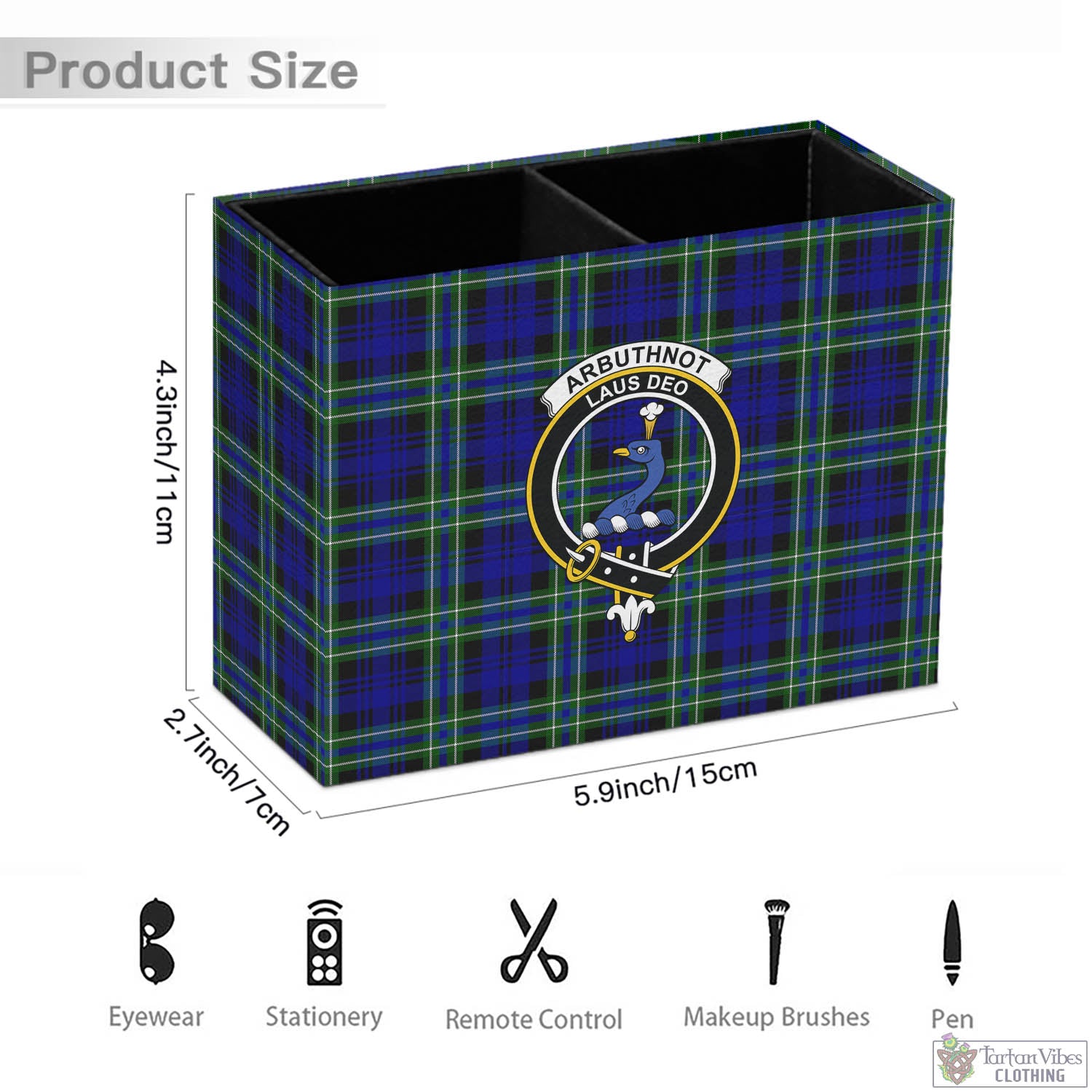 Tartan Vibes Clothing Arbuthnot Modern Tartan Pen Holder with Family Crest