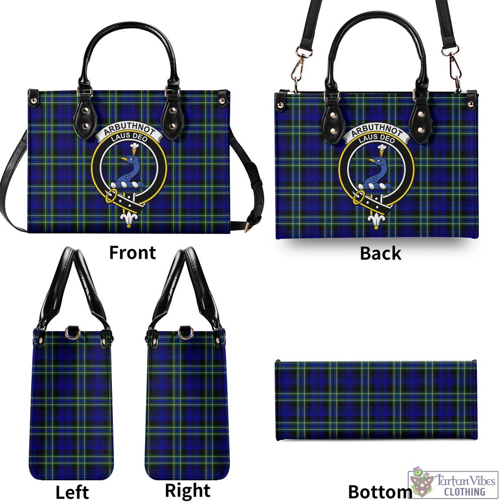 Tartan Vibes Clothing Arbuthnot Modern Tartan Luxury Leather Handbags with Family Crest