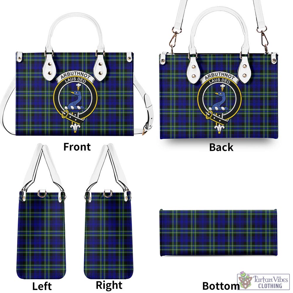 Tartan Vibes Clothing Arbuthnot Modern Tartan Luxury Leather Handbags with Family Crest