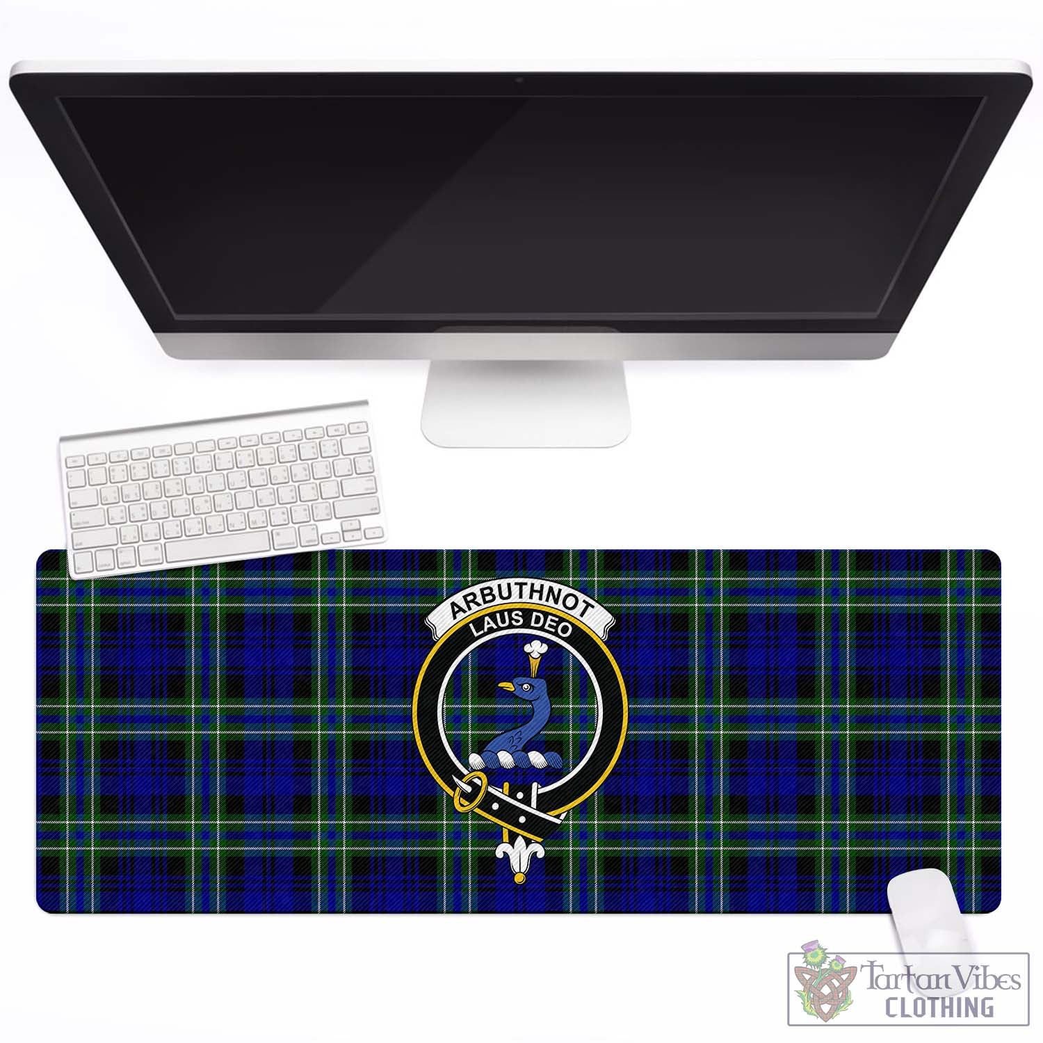 Tartan Vibes Clothing Arbuthnot Modern Tartan Mouse Pad with Family Crest