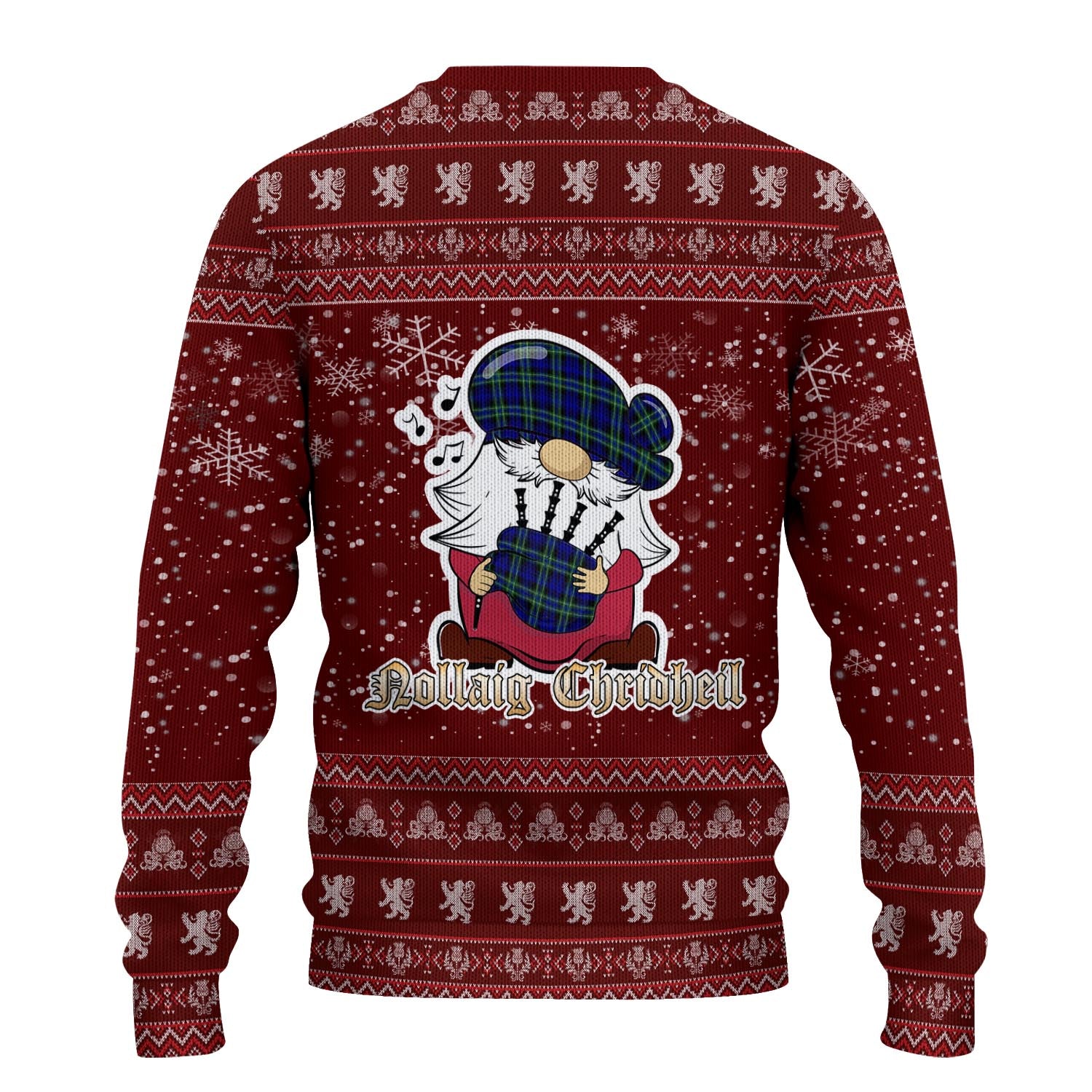 Arbuthnot Modern Clan Christmas Family Knitted Sweater with Funny Gnome Playing Bagpipes - Tartanvibesclothing