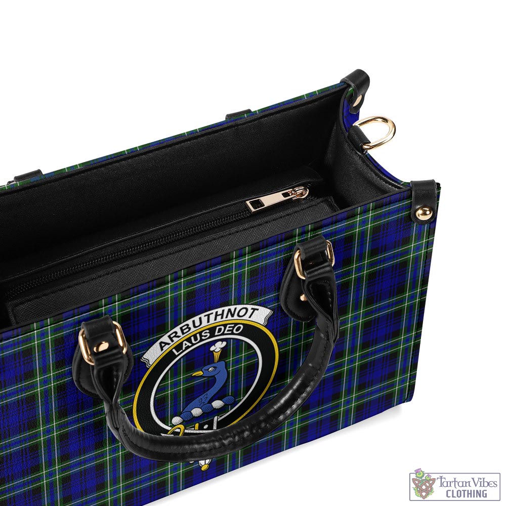 Tartan Vibes Clothing Arbuthnot Modern Tartan Luxury Leather Handbags with Family Crest