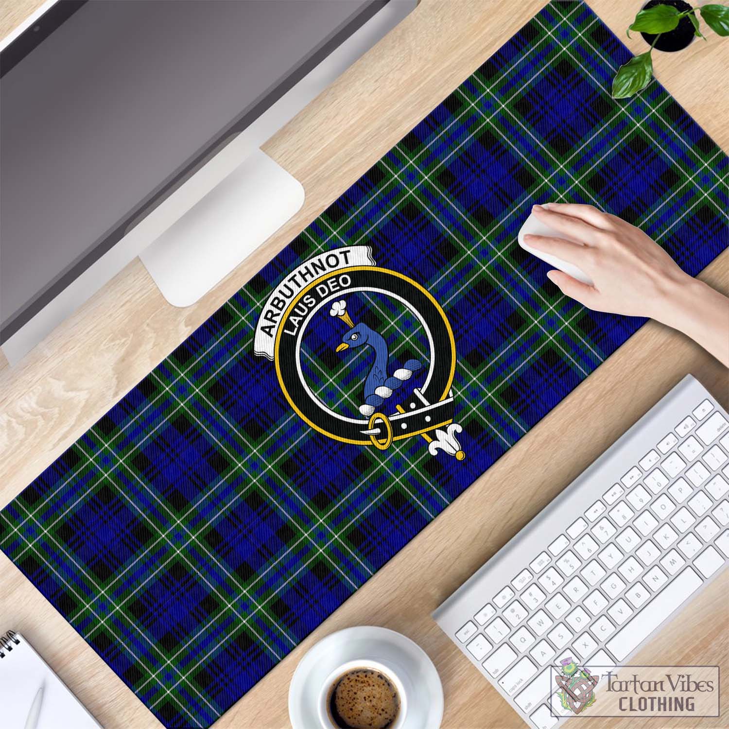 Tartan Vibes Clothing Arbuthnot Modern Tartan Mouse Pad with Family Crest