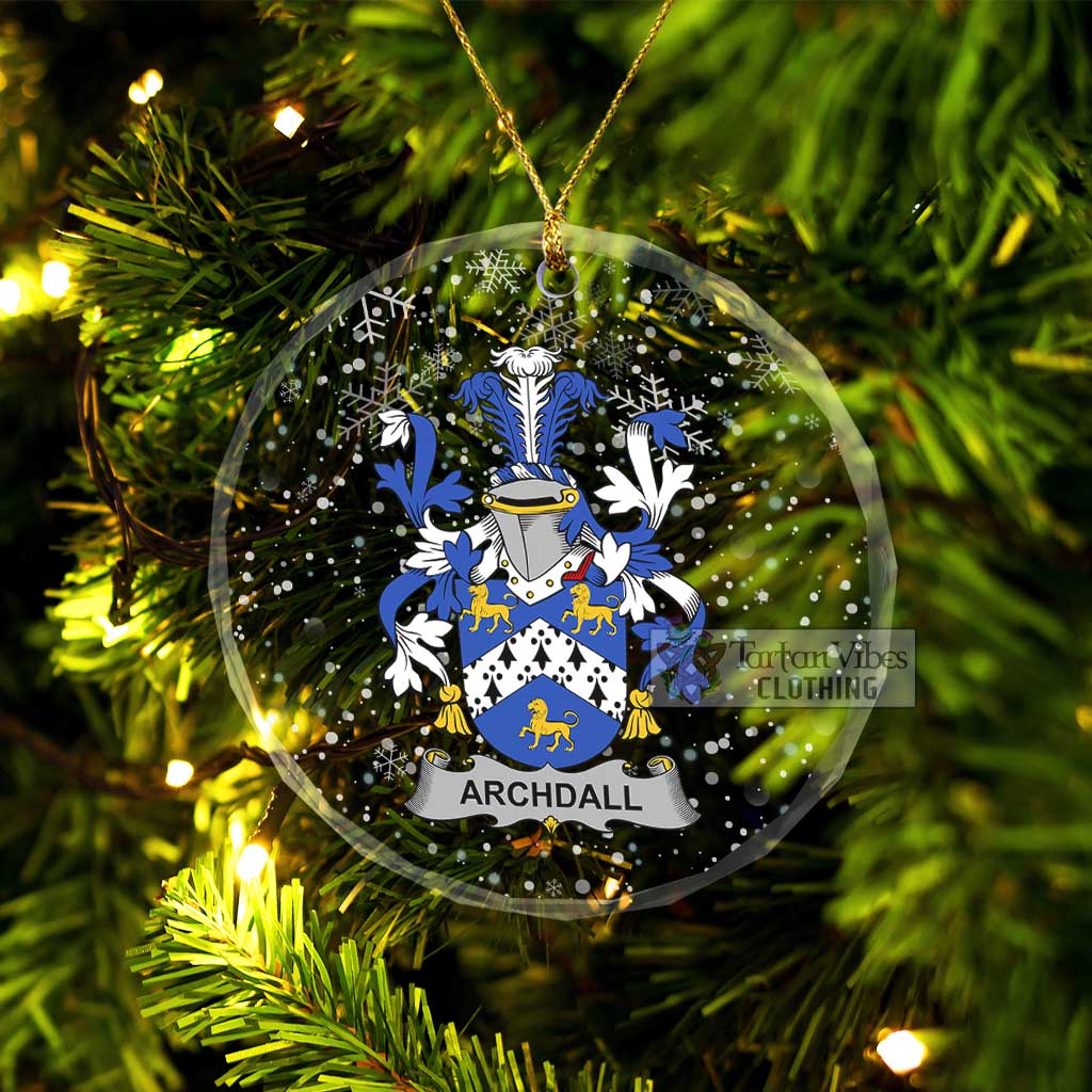 Tartan Vibes Clothing Archdall Irish Clan Christmas Glass Ornament with Coat of Arms