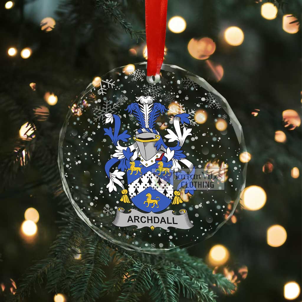 Tartan Vibes Clothing Archdall Irish Clan Christmas Glass Ornament with Coat of Arms