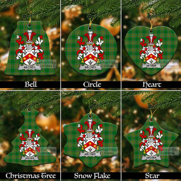 Archer Irish Clan Tartan Christmas Ceramic Ornament with Coat of Arms