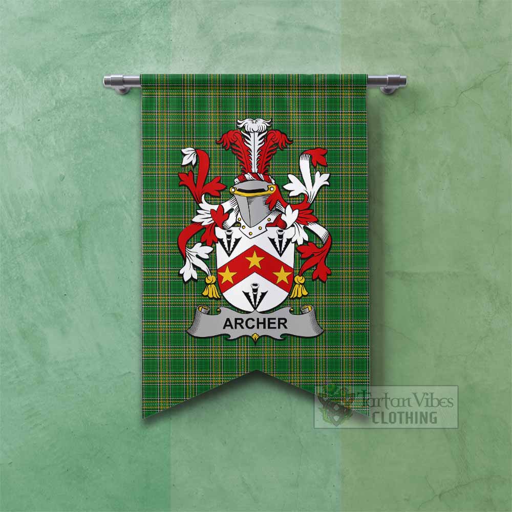 Archer Irish Clan Tartan Gonfalon, Tartan Banner with Coat of Arms Fishtail - Tartan Vibes Clothing