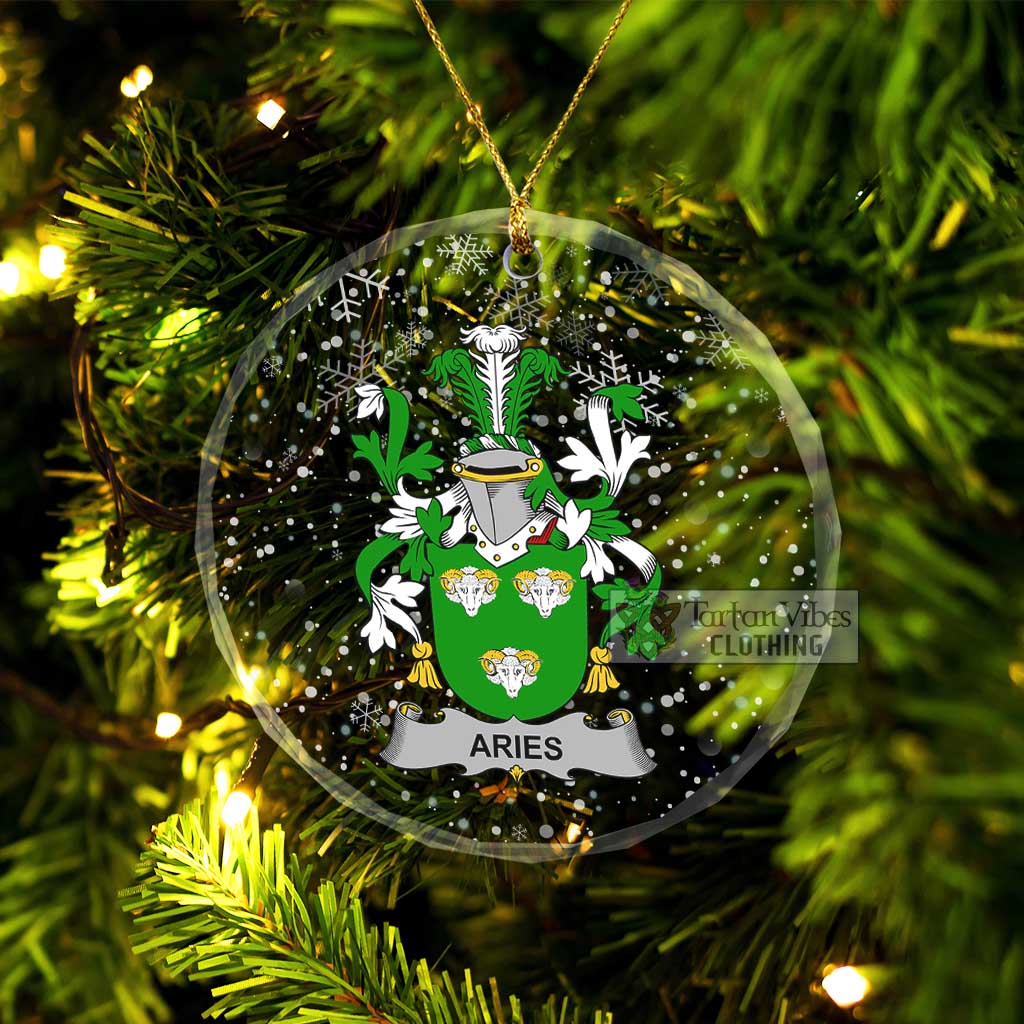 Tartan Vibes Clothing Aries Irish Clan Christmas Glass Ornament with Coat of Arms