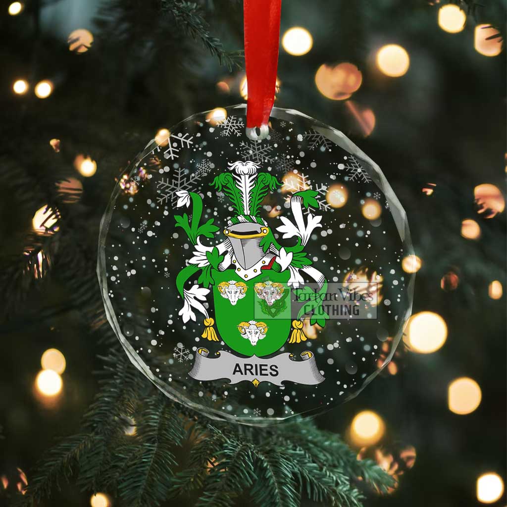 Tartan Vibes Clothing Aries Irish Clan Christmas Glass Ornament with Coat of Arms