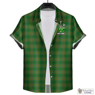Aries Irish Clan Tartan Short Sleeve Button Up with Coat of Arms