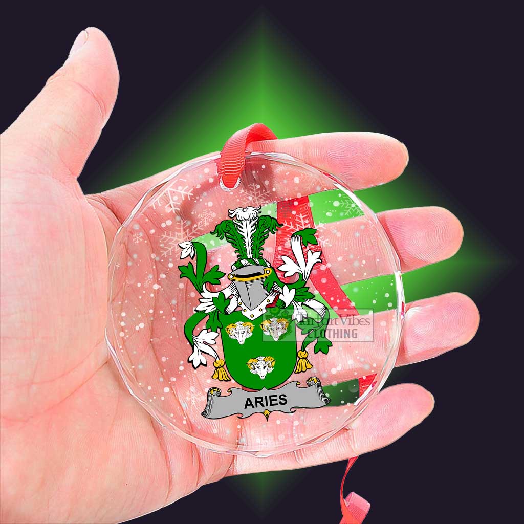 Tartan Vibes Clothing Aries Irish Clan Christmas Glass Ornament with Coat of Arms