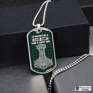 Armagh County Ireland Tartan Dog Tag Necklace Viking Mjolnir Style