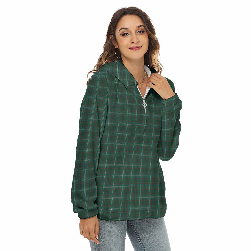 Tartan Vibes Clothing Armagh County Ireland Tartan Women's Borg  Half Zip Fleece Hoodie