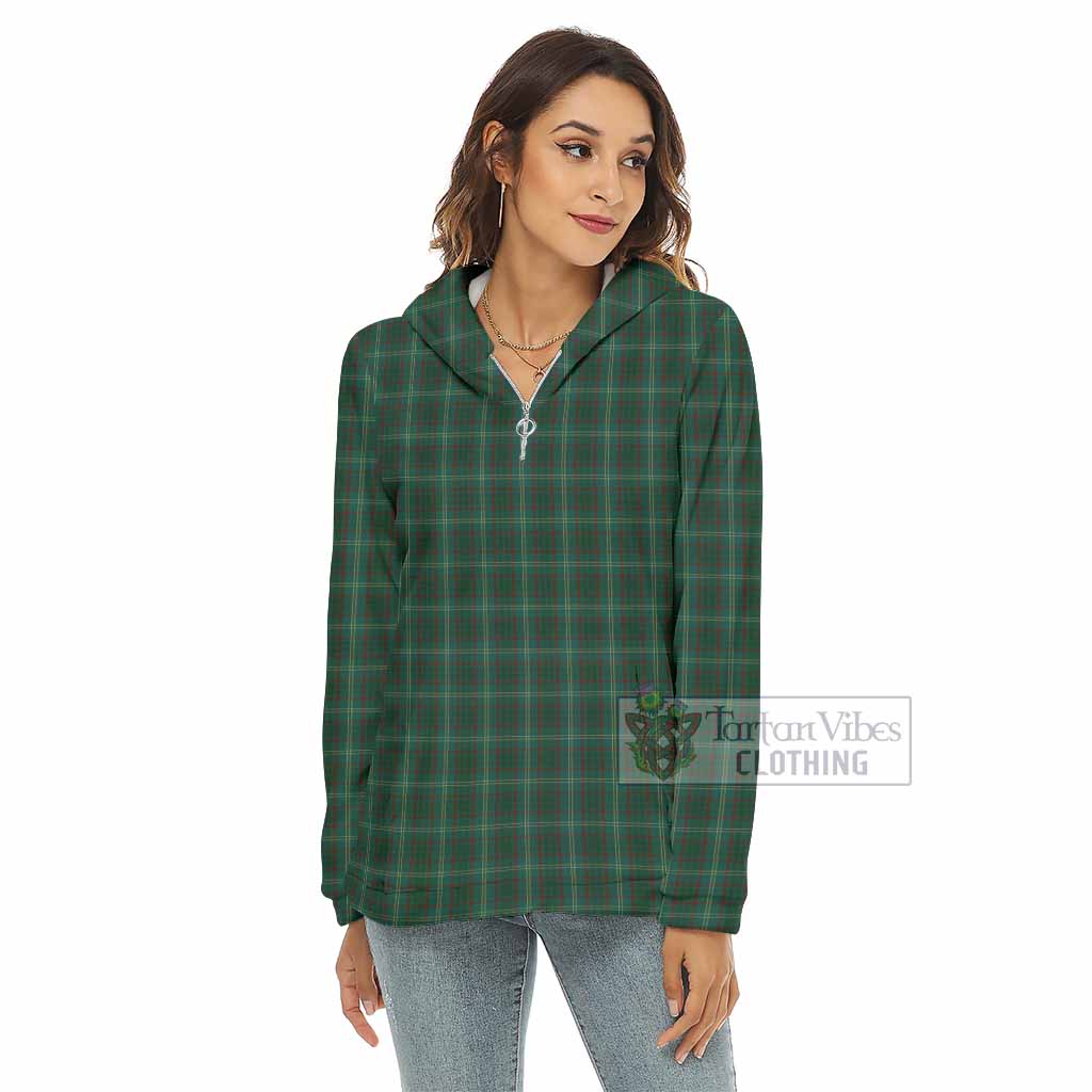 Tartan Vibes Clothing Armagh County Ireland Tartan Women's Borg  Half Zip Fleece Hoodie