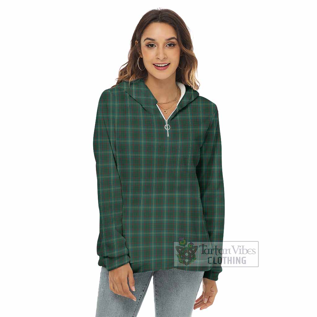 Tartan Vibes Clothing Armagh County Ireland Tartan Women's Borg  Half Zip Fleece Hoodie