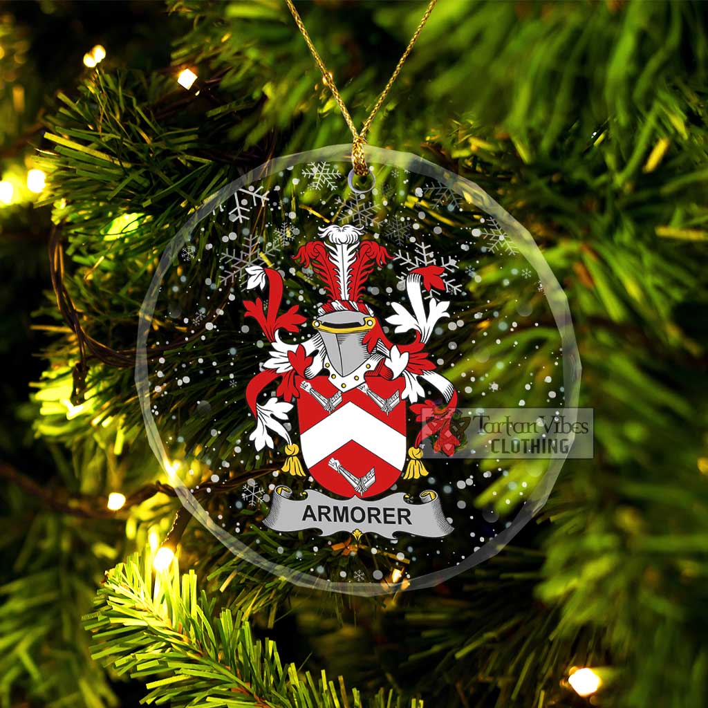 Tartan Vibes Clothing Armorer Irish Clan Christmas Glass Ornament with Coat of Arms