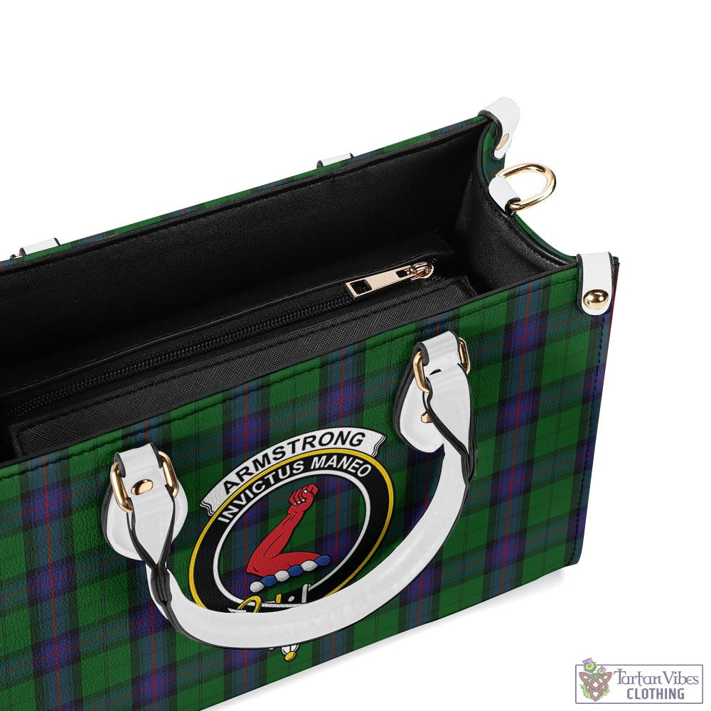 Tartan Vibes Clothing Armstrong Tartan Luxury Leather Handbags with Family Crest