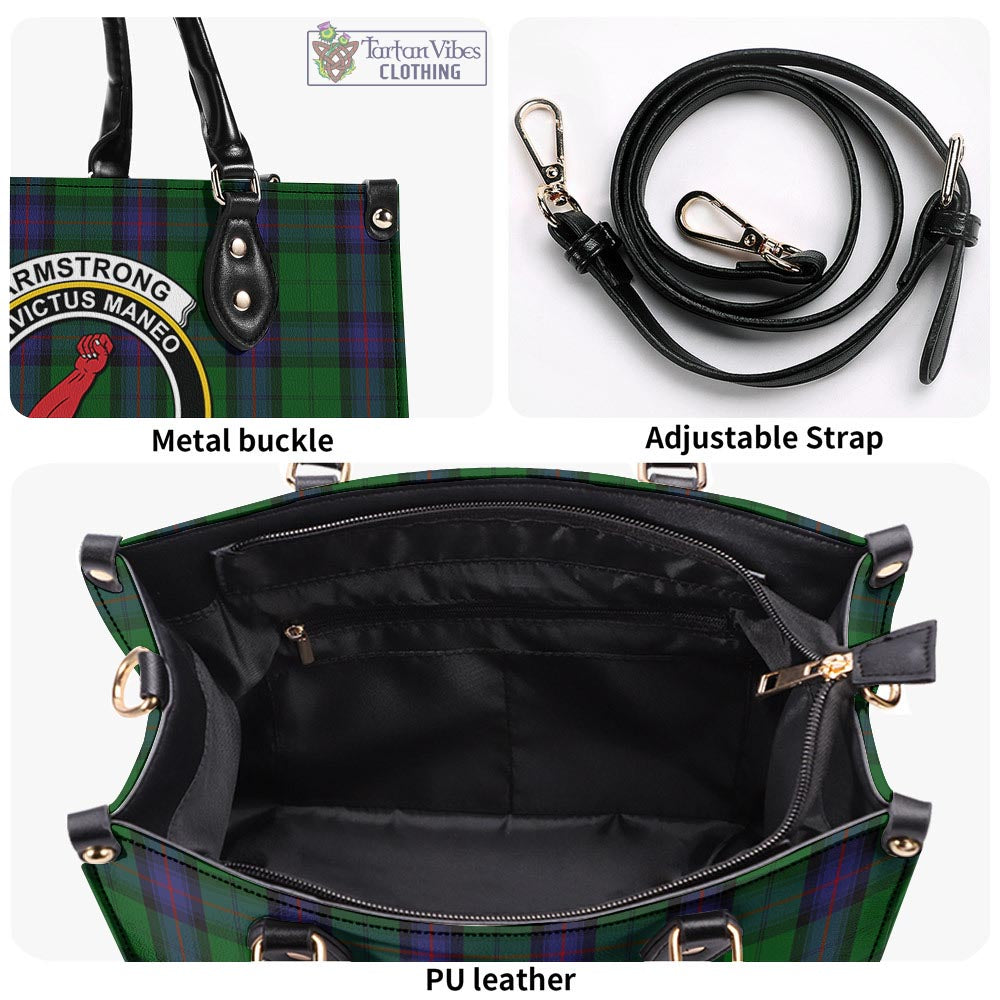 Tartan Vibes Clothing Armstrong Tartan Luxury Leather Handbags with Family Crest