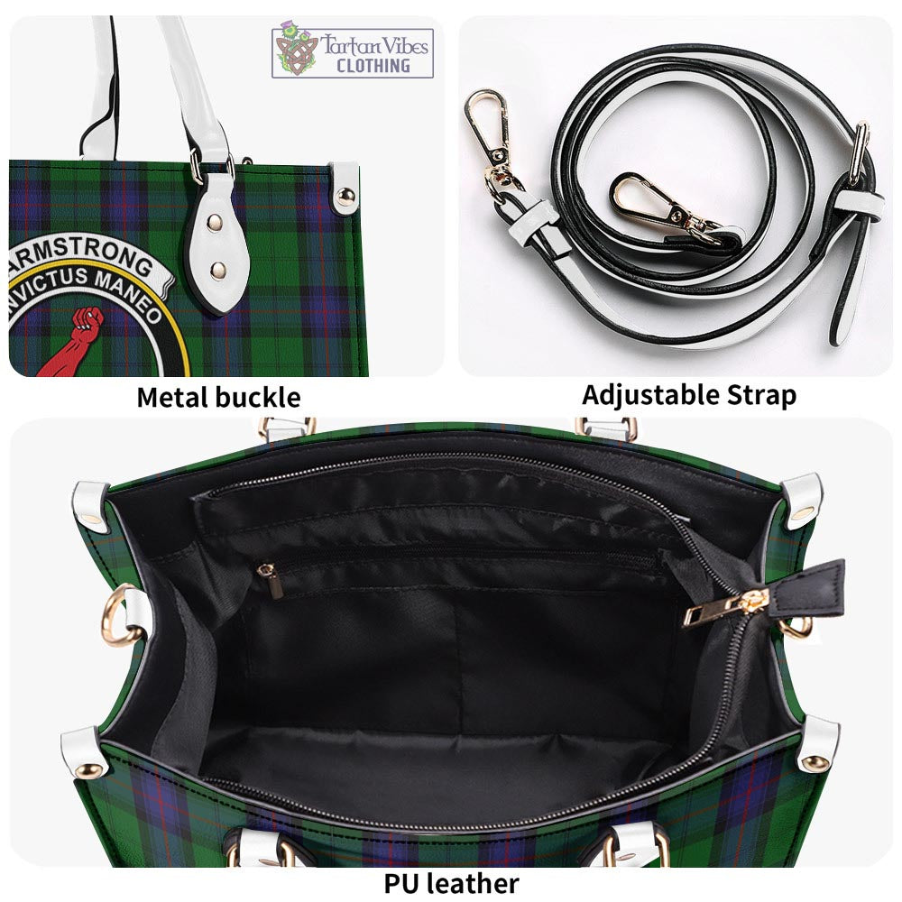 Tartan Vibes Clothing Armstrong Tartan Luxury Leather Handbags with Family Crest