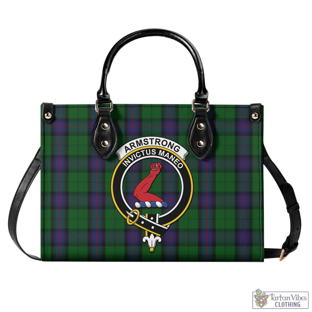 Tartan Vibes Clothing Armstrong Tartan Luxury Leather Handbags with Family Crest