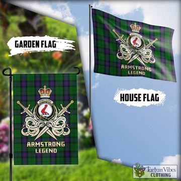 Armstrong Tartan Flag with Clan Crest and the Golden Sword of Courageous Legacy