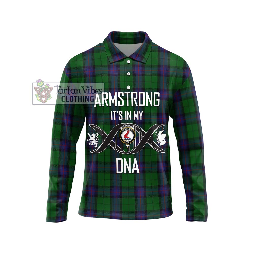 Armstrong Tartan Long Sleeve Polo Shirt with Family Crest DNA In Me Style Unisex - Tartanvibesclothing Shop