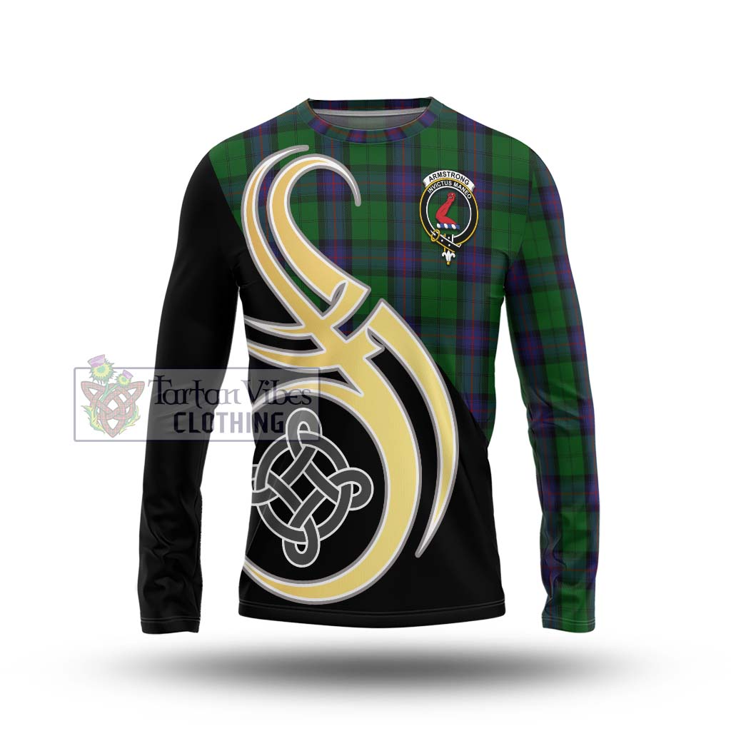 Armstrong Tartan Long Sleeve T-Shirt with Family Crest and Celtic Symbol Style Unisex - Tartan Vibes Clothing