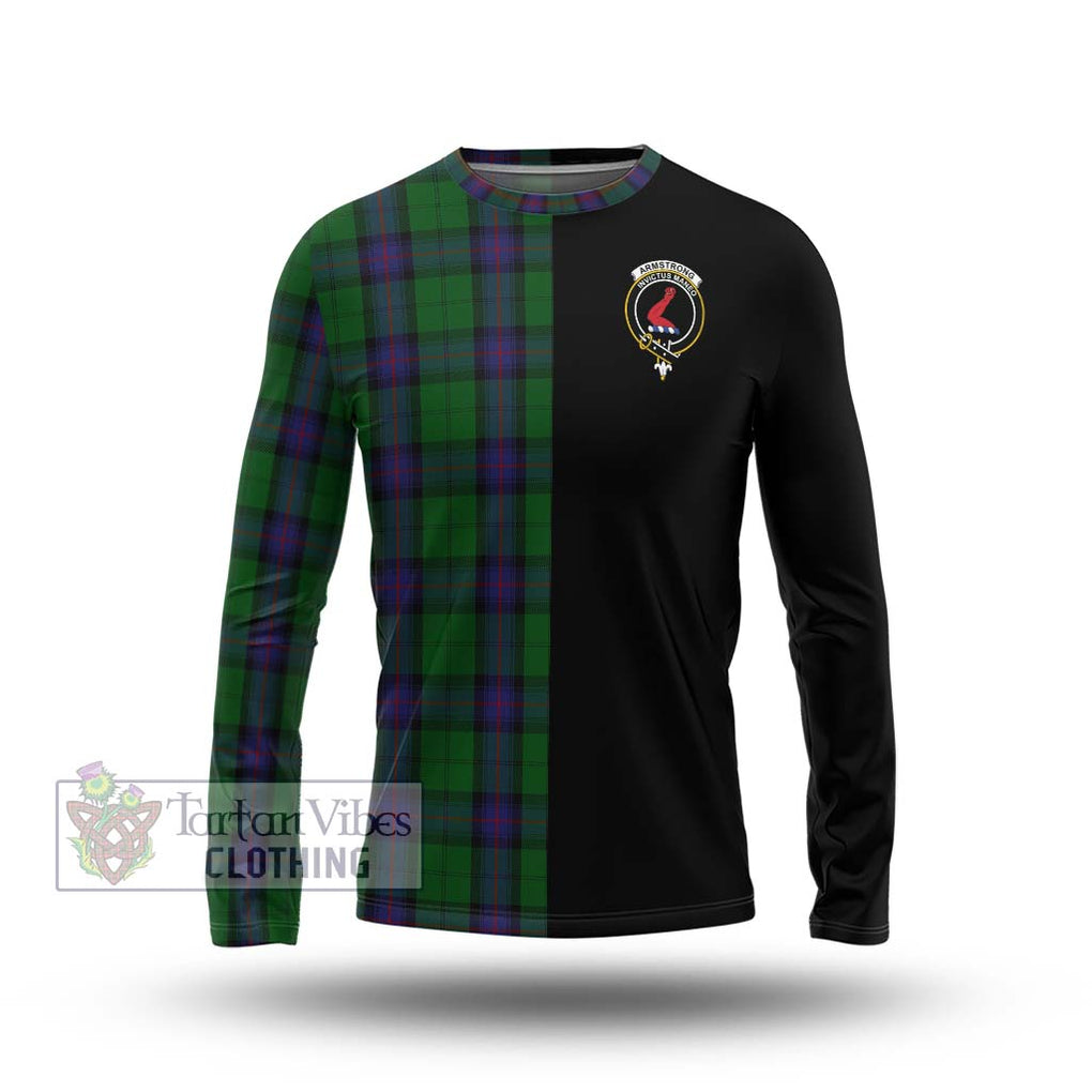 Armstrong Tartan Long Sleeve T-Shirt with Family Crest and Half Of Me Style Unisex - Tartanvibesclothing Shop