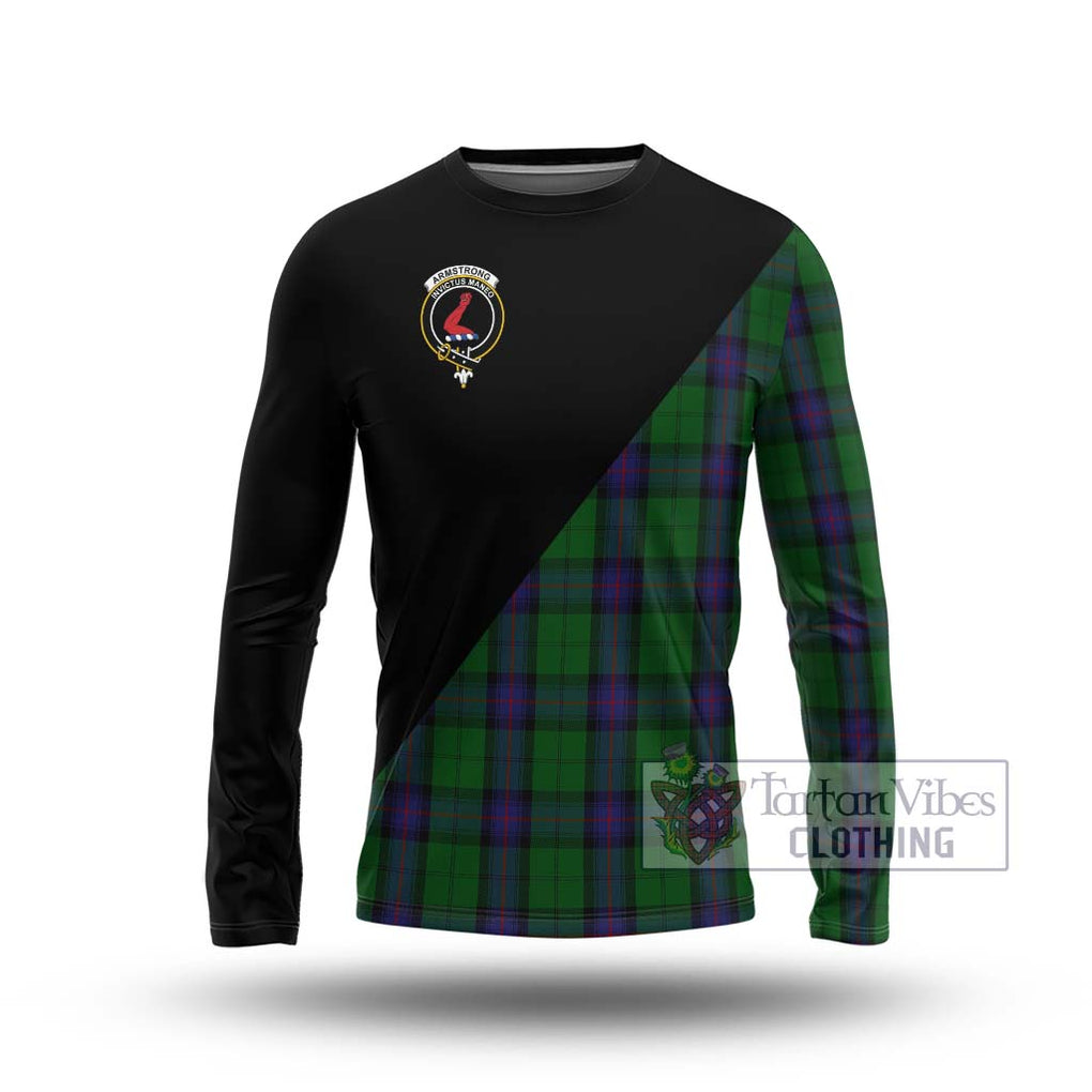 Armstrong Tartan Long Sleeve T-Shirt with Family Crest and Military Logo Style Unisex - Tartanvibesclothing Shop