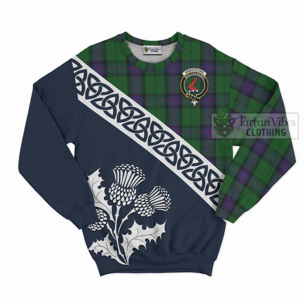 Tartan Vibes Clothing Armstrong Tartan Sweatshirt Featuring Thistle and Scotland Map